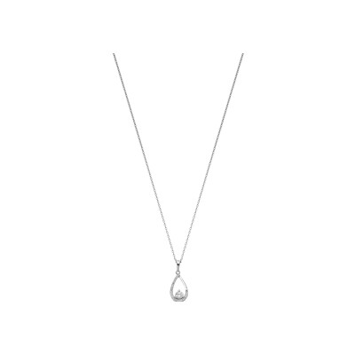 Collier goutte en or blanc et oxyde de zirconium, 45cm