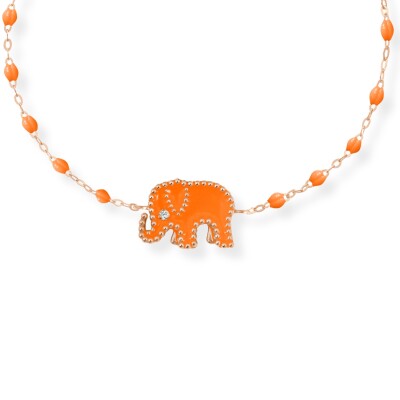 Bracelet Eléphants mandarine en or rose et diamant