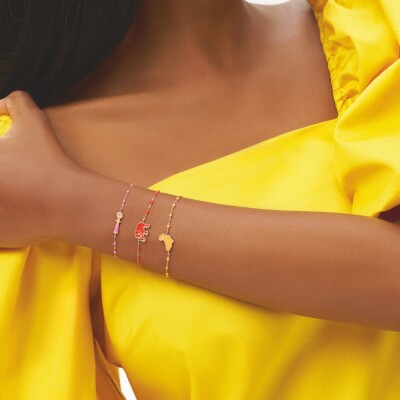 Bracelet Eléphants mandarine en or rose et diamant