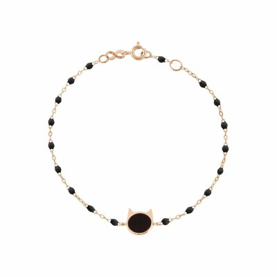 Bracelet Gigi Clozeau Chat en or rose et résines noires, 17cm