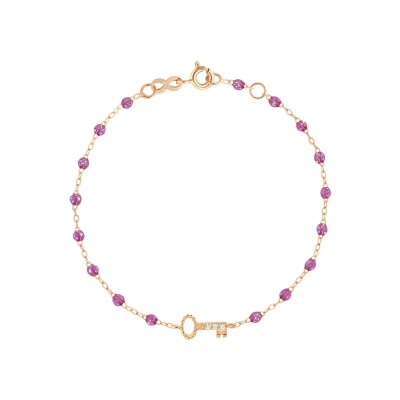 Bracelet Gigi Clozeau Clé en or rose, résine galaxy et diamants, taille 17cm