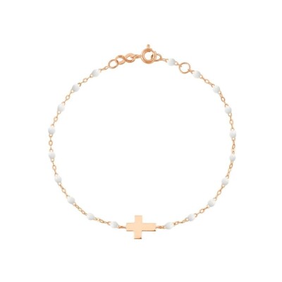 Gigi Clozeau Croix bracelet, rose gold, white resin, 17cm