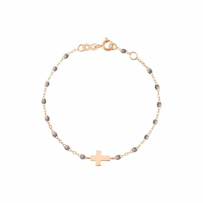 Bracelet Gigi Clozeau Croix en or rose, résine argent, taille 17cm