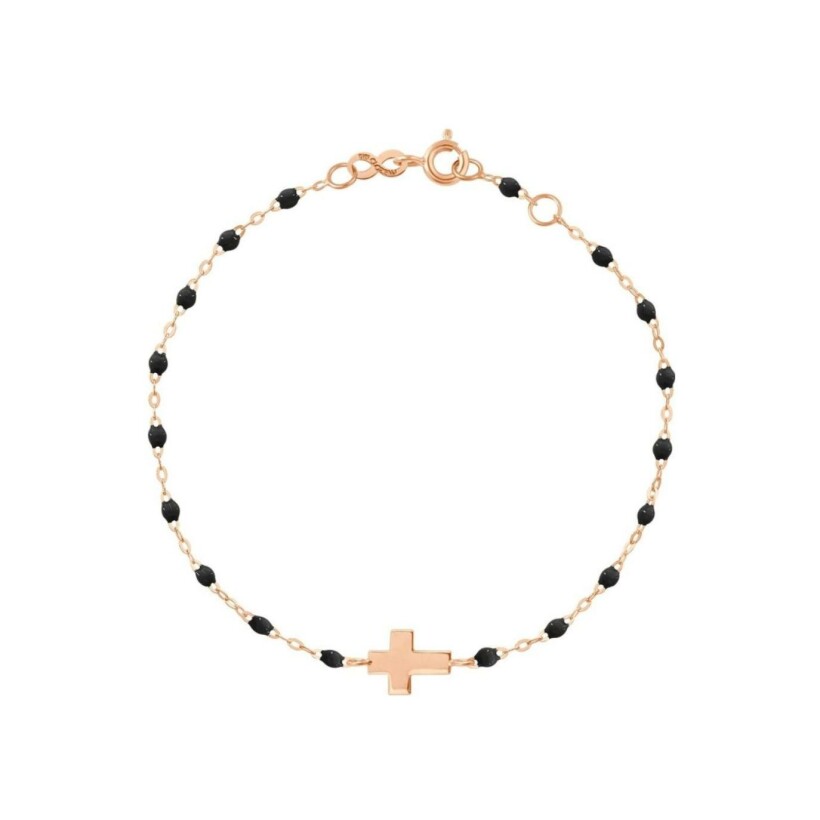 Gigi Clozeau Croix bracelet, pink gold and black resin