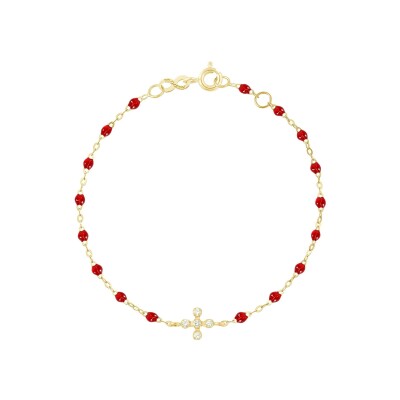 Bracelet Gigi Clozeau Spark en or jaune, résine rubis et diamants, taille 17cm