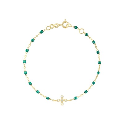 Gigi Clozeau Spark bracelet in yellow gold, emerald green resin and diamonds, length 17 cm