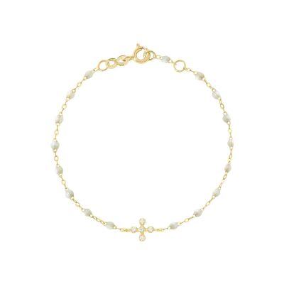 Bracelet Gigi Clozeau Spark en or jaune, résine opale et diamants, taille 17cm