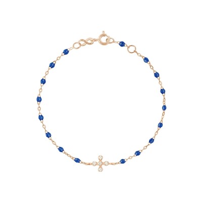 Bracelet Gigi Clozeau Spark en or rose, résine bleu prusse et diamants, taille 17cm