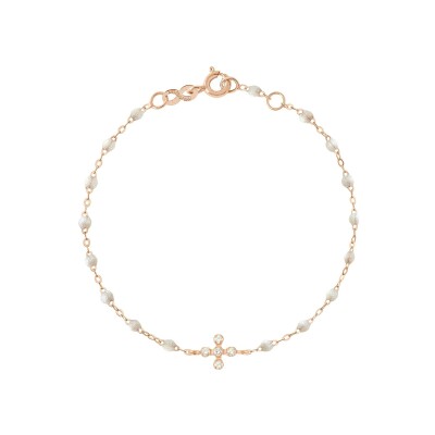 Bracelet Gigi Clozeau Spark en or rose, résine opale et diamants, taille 17cm