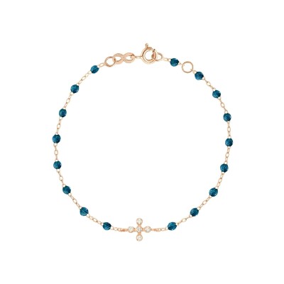 Bracelet Gigi Clozeau Spark en or rose, résine jungle et diamants, taille 17cm