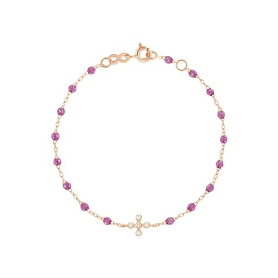 Bracelet Gigi Clozeau Spark en or rose, résine galaxy et diamants, taille 17cm