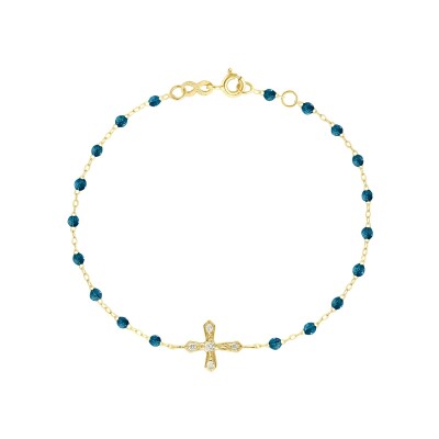 Gigi Clozeau Croix Vintage bracelet, yellow gold, jungle resin and diamonds, size 17cm