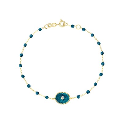 Bracelet Gigi Clozeau Etoile du Nord en or jaune, résine jungle et diamants, taille 17cm