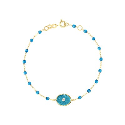 Bracelet Gigi Clozeau Etoile du Nord en or jaune, résine azur et diamants, taille 17cm