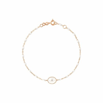 Bracelet Gigi Clozeau Etoile du Nord en or rose, diamant et résine blanche, taille 17cm