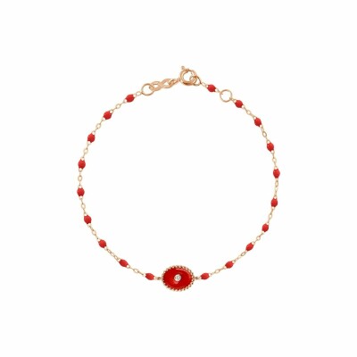 Bracelet Gigi Clozeau Etoile du Nord en or rose, diamant et résine coquelicot, taille 17cm