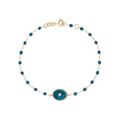 Bracelet Gigi Clozeau Etoile du Nord en or rose, résine jungle et diamants, taille 17cm
