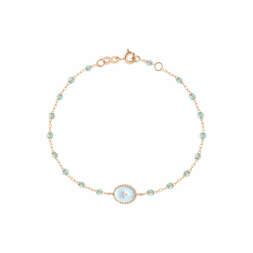 Bracelet Gigi Clozeau Etoile du Nord en or rose, diamants et résine bleu layette, taille 17cm