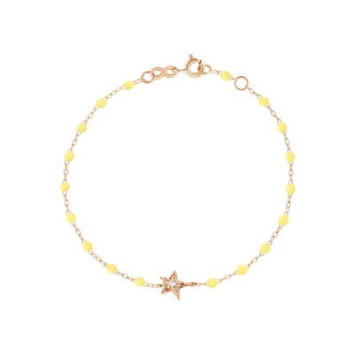Bracelet Gigi Clozeau Etoile en or rose, résine mimosa et diamants, taille 17cm