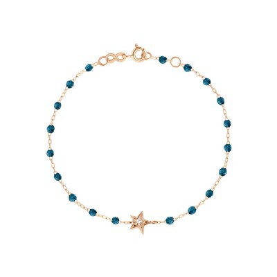 Bracelet Gigi Clozeau Etoile en or rose, résine jungle et diamants, taille 17cm