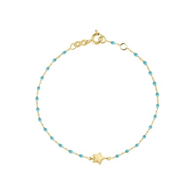 Bracelet Gigi Clozeau Etoile en or jaune et résine turquoise bleu, taille 17cm