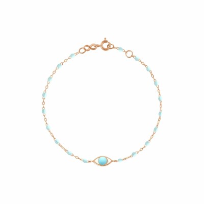 Gigi Clozeau Eye mini bracelet, rose gold, baby blue resin, size 17cm