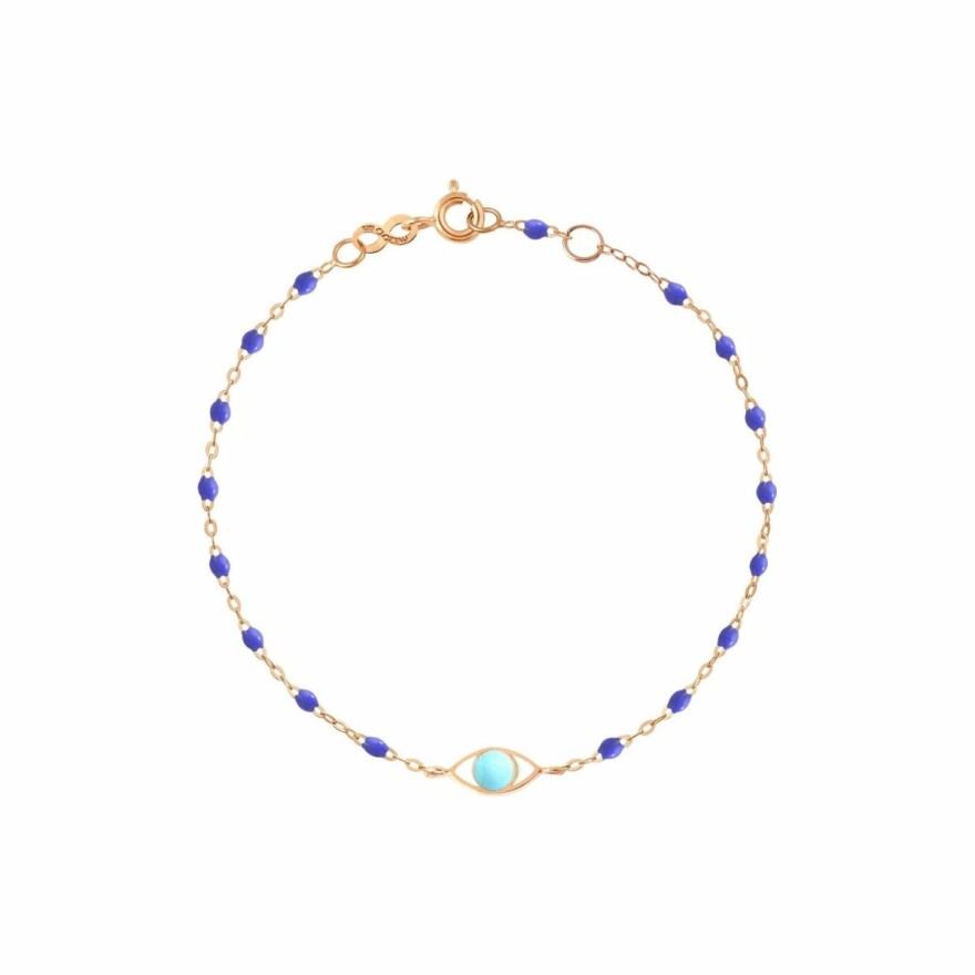 Bracelet Gigi Clozeau Eye en or rose et résine bleuet, taille 17cm