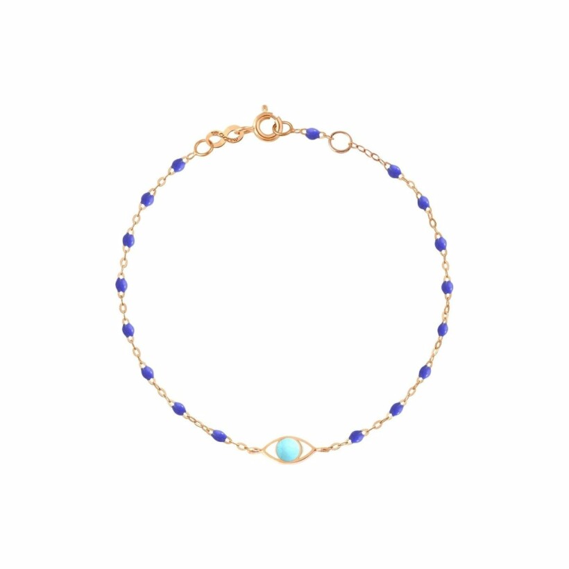 Bracelet Gigi Clozeau Eye en or rose et résine bleuet, taille 17cm