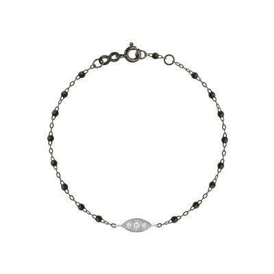 Bracelet Gigi Clozeau Clin d’œil en or noir, or blanc, résine noire et diamants, taille 17cm