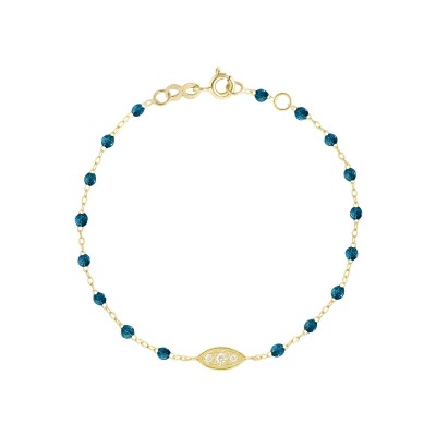Bracelet Gigi Clozeau Clin d’œil en or jaune, résine jungle et diamants, taille 17cm