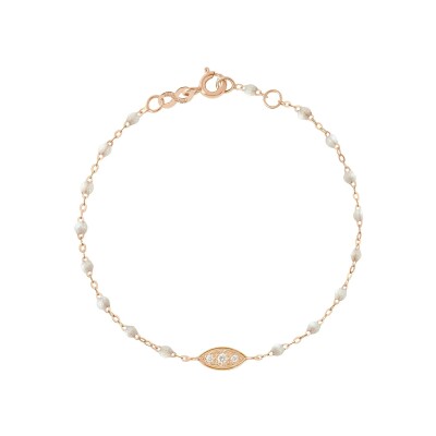 Bracelet Gigi Clozeau Clin d’œil en or rose, résine opale et diamants, taille 17cm