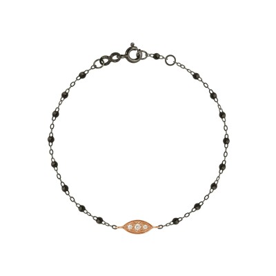 Bracelet Gigi Clozeau Clin d’œil en or noir, or rose, résine noire et diamants, taille 17cm