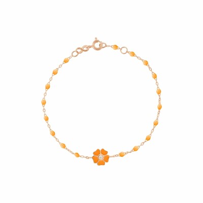 Bracelet Gigi Clozeau Fleur en or rose, diamants et résine mandarine, taille 17cm