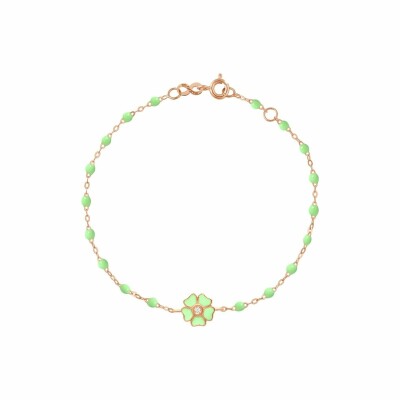 Bracelet Gigi Clozeau Fleur en or rose, diamant et résine anis, taille 17cm