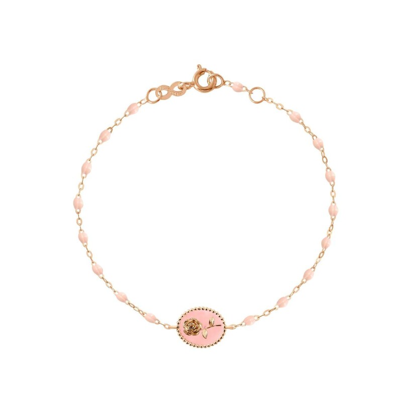Bracelet Gigi Clozeau Rose en or rose et résine rose bébé, taille 17cm
