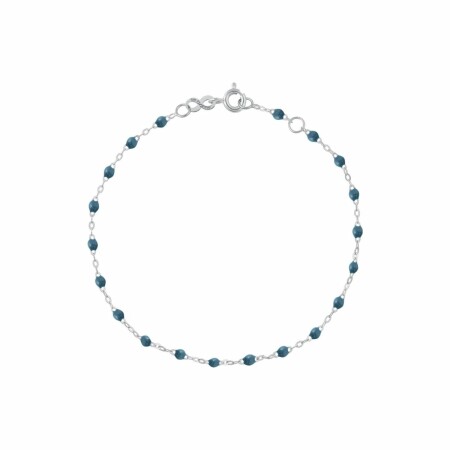 Bracelet Gigi Clozeau Classique en or blanc et résine bleu céleste, 17cm