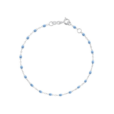 Bracelet Gigi Clozeau Classique en or blanc et résine bleu ciel, 17cm