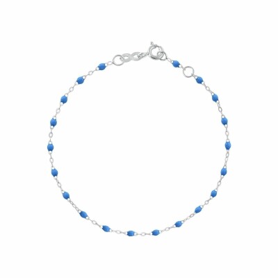 Bracelet Gigi Clozeau Classique en or blanc et résine bleu fluo, 17cm