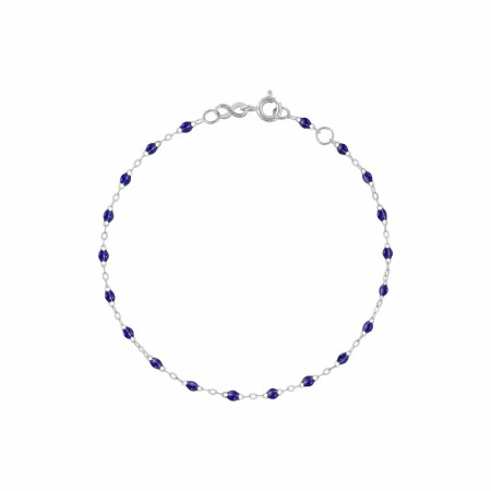 Bracelet Gigi Clozeau Classique en or blanc et résine bleu prusse, 17cm