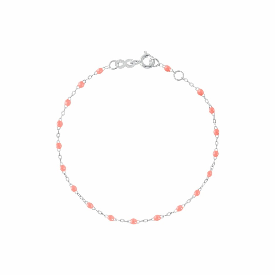 Bracelet Gigi Clozeau Classique en or blanc et résine fuchsia, 17cm