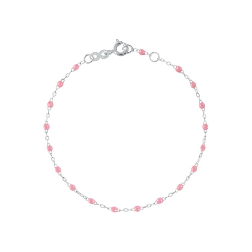 Bracelet Gigi Clozeau Classique en or blanc et résine fuchsia, 15cm