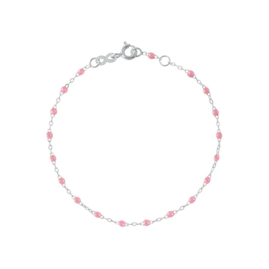 Bracelet Gigi Clozeau Classique en or blanc et résine fuchsia, 19cm