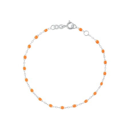 Bracelet Gigi Clozeau Classique en or blanc et résine orange, 17cm