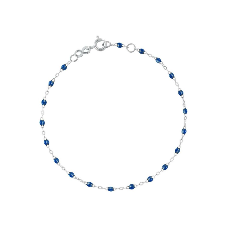 Bracelet Gigi Clozeau Classique en or blanc et résine bleu saphir, 17cm