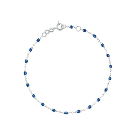 Bracelet Gigi Clozeau Classique en or blanc et résine bleu saphir, 17cm