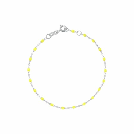 Bracelet Gigi Clozeau Classique en or blanc et résine jaune fluo, 17cm