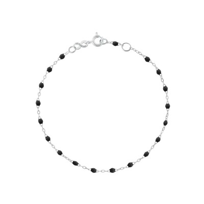 Bracelet Gigi Clozeau Classique en or blanc et résine noire, 17cm