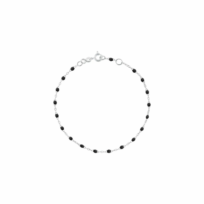 Bracelet Gigi Clozeau Classique en or blanc et résine noire, 19cm