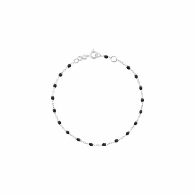 Bracelet Gigi Clozeau Classique en or blanc et résine noire, 19cm