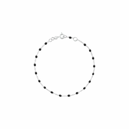 Bracelet Gigi Clozeau Classique en or blanc et résine noire, 19cm